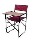 Spacecrafts Folding Study Chair With Writing Pad | Space Saving And Adjustable | Desk Chair | Powder Coated | Maroon - Mild Steel Tubular