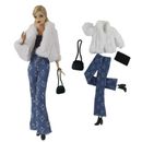 White Fur Fashion Outfits for 11.5" Doll Clothes Set 1/6 Dolls Accessories Toy