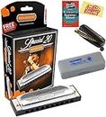 Hohner Special 20 Harmonica - Key of C Bundle with Zip Case, Instructional Manual, and Austin Bazaar Polishing Cloth