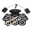 Portable Electronic Drum Set, 9 Pads Roll-Up Electric Drum Kit with Speakers, MIDI Functionality, Headphone Jack, Rechargeable Battery, Ideal Xmas Birthday Kids