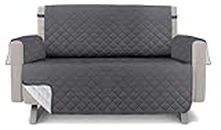 Utopia Bedding Reversible Loveseat Couch Cover, Water Resistant Slipcover Furniture Protector with Foam Sticks and Elastic Straps for Kids Dogs Pets (2 Seater, Grey/Light Grey)