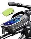 Newest Hard Casing Bike Bag, Bike Accessories for Adult Bikes,Gifts for Men, Mens Gifts for Birthday,Bicycle Enthusiasts,Sturdy / Lighter / Waterproof, 4” - 6.9” Cellphone, Black - Reflective Strip