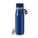Philips GoZero Everyday Insulated Stainless Steel Filtered Water Bottle with Philips Everyday Filter, BPA Free, Purify Tap Water into Healthy Tastier Water Keep Drink Hot/Cold, 32 oz. Navy Blue
