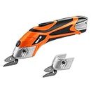 VOLLTEK Electric Cordless Scissor 4V li-ion Cutter Shears with 2 Pcs Cutting Blades Accessory for Cutting Fabric, Carpet and Leather ES3601