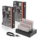Batterie Insta360 x3 Batterie et Chargeur Kit pour Insta 360 One x3 Accessories 3600mAh (Batterie 2 pièces et Chargeur 1 pièce - Soutenir la Charge Rapide) Trois canaux de Charge