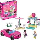 MEGA Barbie Car Building Toys Playset, Convertible & Ice Cream Stand with 225 Pieces, 2 Micro-Dolls and Accessories, Pink, Gift Ideas for Kids