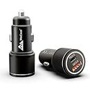 Wecool Smart CH3 68W Metalic Car Charger Fast Charging with Dual Output,Type C Pd 3.0 and Qualcomm Certified Qc 3.0,Compatible with iPhone,Ipad,Tablet, Android Smartphones&Other USB Devices,Black