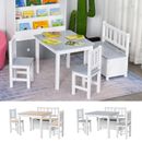4-teilig Kinder Tisch und Stuhl Holzbank mit Aufbewahrungsfunktion, Geschenk für Kleinkinder