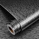 YENHOME Brushed Stainless Steel Contact Paper for Fridge Refrigerator Appliances 17.7"X118" Self Adhesive Black Silver Metallic Wallpaper Stick and Peel for Kitchen Cabinets Countertops Waterproof