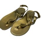 Michael Kors Jelly Sandals Lock Charm Metallic Gold Flat Shoes Women Sz 8 RI15J