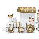 RANDWICK 4 Pieces Train Wood Child Christmas Gift Interior Table Decoration (Gold) C7M6