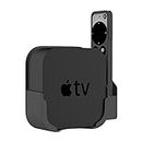 HeyMoonTong Apple TV Mount Compatible with All Apple TVs - Wall Mount Bracket with Remote Holder Fits for All Apple TV 4K / HD, with Siri Remote Silicone Protective Case / Cover (Black)