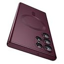 MAKAVO Matte for Samsung Galaxy S22 Ultra Case, Compatible with MagSafe, Slim Thin Magnetic Cover with Built-in Camera Lens Protector Shockproof Phone Shell (Burgundy)