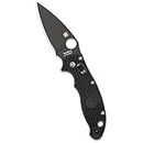 Spyderco Manix 2 Lightweight Signature Knife with 3.37" CTS BD1 Black Steel Blade and Black FRCP Handle - PlainEdge - C101PBBK2