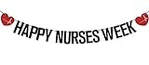 Happy Nurses Week Banner Thank You Nurses Party Dekorationen Krankenschwestern Anerkennung Woche Banner Schwarz Glitter