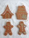 Gingerbread Christmas Ornaments 4" Lot of 4 Houses Girls Brown Foam Pink Glitter