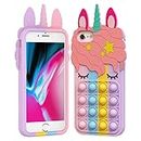 Asgens Pop Fidget It Case for iPhone 6/6S/7/8/SE 2020, Cute Lovely Cartoon Unicorn Rainbow Stress Relieve Push Bubbles Protective Silicone Soft Phone Case for Apple iPhone 6/6S/7/8/SE 2020 4.7 inch