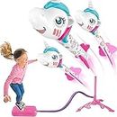 YOTOY Unicorn Rocket Launcher for Kids - Fun Outdoor Toys Launch of up to 100 Ft, 3 Unicorn Rockets, Gifts for 3 4 5 6 7 Years Old Girls and Boys