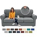 XINEAGE 2024 Newest 4 Pieces Couch Covers for 3 Cushion Couch Super Stretch Thick Soft Sofa Cover Anti Slip Sofa Slipcover Dogs Cats Furniture Protector (Light Gray, 71"-91")
