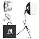 Niceveedi Photography Lighting Kit, 5400K Softbox Light With 160cm Tripod Stand &50W/450W Equivalent LED Bulb, Continuous Studio Lighting for Video Recording/Live Streaming/Selfie/Camera Filming