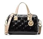 Michael Michael Kors Women's Grayson Black Patent Leather Small Duffle Crossbody Handbag, Black, Small