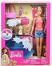 Barbie Doll, Blonde, and Playset with 3 Puppies, Bathtub and Accessories, Gift for 3 to 7 Year Olds