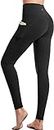 CAMBIVO High Waisted Leggings for Women, Yoga Pants with Pockets for Women Tummy Control Non See Through Workout Leggings Black