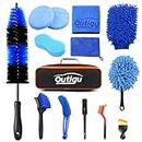 Outigu 14PCS Car Cleaning Kit Premium Car Washing Products with Specialized Glass Cleaning Set, Interior & Exterior Car Wash Kit, Detailing Car Wash Brush, Car Cleaning Brush for Wheel