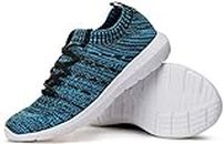PromArder Women's Walking Shoes Slip On Athletic Running Sneakers Knit Mesh Comfortable Work Shoe,Black/Blue US 9