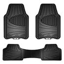 Armor All 78843 3-Piece Black Rubber Full Coverage Trim-to-Fit Floor Mats for Cars, Trucks and SUVs