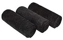 MAYOUTH Mikrofaser Handtuch Set für Sauna Fitness Sport, Schnelltrocknende Handtücher aus Microfaser, Unisex Sporthandtuch Schwarz 3Pack 40cm X80cm