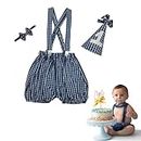 The Root And Craft Kids Birthday Photoshoot Dress Cake smash Unisex(6-12 Month) (Blue Check)