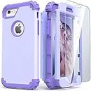 iPhone 6S Case, iPhone 6 Case with Tempered Glass Screen Protector, IDweel 3 in 1 Heavy Duty Rugged Shockproof Hybrid Hard PC Covers Soft Silicone Full Body Protective Cover for Girls Women,Purple