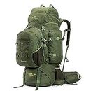 TriPole Colonel Pro Metal Frame Rucksack | Front Opening | Detachable Bag | Rain Cover | 3 Year Warranty (90 litres, Army Green)