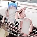 FBB 3-in-1 Phone Holder Car, Diamond Stickers Freely DIY, Sturdy & Secure Long Arm Universal Car Dashboard Windshield Air Vent Mount Hands Free Cell Phone Holder Compatible with All Smartphones-Pink