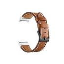 Leather Strap Fit For Samsung Galaxy Watch 6 5 4 44mm 40mm Band Fit For Galaxy Watch 6 4 Classic 43/47mm 42/46mm No Gaps Curved end Bracelet (Color : Brown-silver, Size : Galaxy Watch 4 40mm)