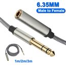 6.35mm Male to Female Stereo Headphone Extension Audio Adapter Cable Guitar Lead