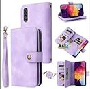 Dibosom Compatible with Samsung Galaxy A50 A50S A30S Wallet Case with Crossbody Strap Multi-Function Credit Card Holder Kickstand Folio Phone Cover for A 50 50S 30S S50 50A SM A505G Girls Purple