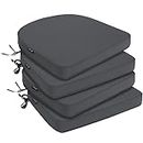 Favoyard Outdoor Chair Cushions 19"x19"x2" Set of 4 Waterproof Seat Cushion for Patio Furniture with 3-Year Fade Resistant Removable Cover Attach Straps Hidden Zipper Round Corner for Yard Garden