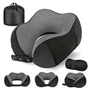 Cirorld Travel Pillow for Airplane, Neck Pillow for Travel, Memory Foam Travel Neck Pillow for Adults, Adjustable & Compact Flight Pillow, Ergonomic Neck Cushion, With Ear Plugs, Eye Mask, Carry Bag