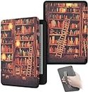 Chuupa Case for Kindle Paperwhite 6.8" (11th Generation, 2021 Release), Leather Lightweight Cover with Auto Sleep/Wake Hand-Strap, Not Compatible with Kobo/Sony 6.8inch E-Book Reader, Golden Bookshelf