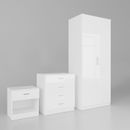 Home Bedroom Furniture Set High Gloss Wardrobe Chest of Drawers Bedside Table
