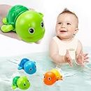 2024 Upgraded Bath Toys, Cute Swimming Turtle Baby Bath Toys for Toddler 1-3, Water Pool Floating Wind Up Toys for 1 Year Old Boy Girl Gifts, Infant Toddlers Kids Bathtub Toys, 3 Pack