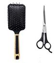 Foreign Holics Professional Parlour and Saloon Hair Accesories (Combo of Flat Hair Brush With Hair Cutting Scissor)