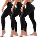 3 Pack High Waisted Leggings for Women No See Through Yoga Pants Tummy Control Leggings for Workout Running Buttery Soft, 01 Black/Black/Black, XX-Large