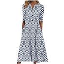 Deals of The Day Lightning Deals Today Prime Summer Dresses for Women 2024 Clearance Causal V-Neck Button Short Sleeve Vacation Dress with Pockets Boho Printing Dress Party Elegant Beach Dress
