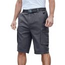 Men's Big & Tall 12" Side Elastic Cargo Short with Twill Belt by KingSize in Carbon (Size 4XL)