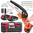 Seesii Mini Chainsaw Cordless, Battery Powered Chain Saw 6-Inch, Mini Chainsaw with Fast 19.2ft/s Chain Speed and 880W Powerful Motor, Up to 100 Cuts, Electric Chainsaw for Pruning Wood Cutting,CH500