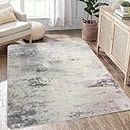 ASIinnsy Soft Abstract Area Rugs Non-Slip Carpet for Living Room Bedroom Dining Room Indoor Rugs Home Decor (Grey/Multi, 3.9' x 5.2')