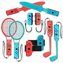2024 Nintendo Switch Sports Accessories Bundle - HLRAO 10 in 1 Family Accessories Kit for Nintendo Switch Sports Games:Tennis Rackets,Sword Grips,Golf Clubs,Wrist Dance Bands & Leg Strap etc.